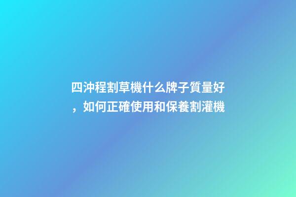 四沖程割草機什么牌子質量好，如何正確使用和保養割灌機(割草機)-第1張-觀點-玄機派