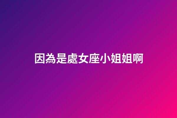 因為是處女座小姐姐啊