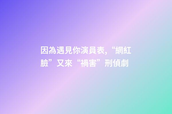 因為遇見你演員表,“網紅臉”又來“禍害”刑偵劇-第1張-觀點-玄機派