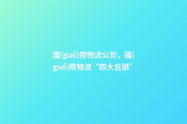 國(guó)際物流公司，國(guó)際物流“四大巨頭”-第1張-觀點(diǎn)-玄機(jī)派