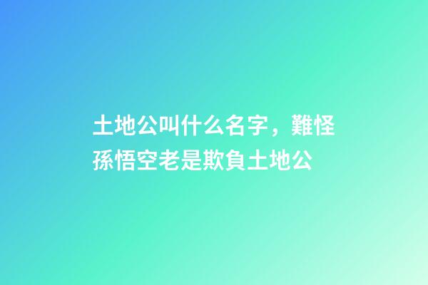 土地公叫什么名字，難怪孫悟空老是欺負土地公-第1張-觀點-玄機派
