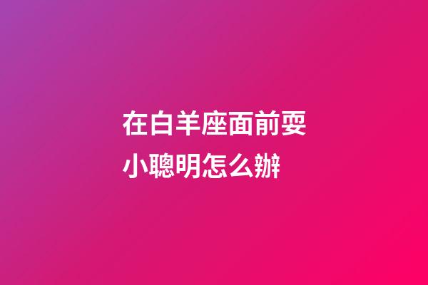 在白羊座面前耍小聰明怎么辦-第1張-星座運勢-玄機派