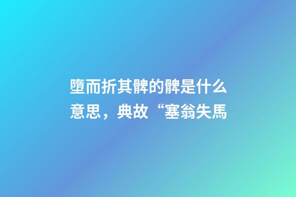 墮而折其髀的髀是什么意思，典故“塞翁失馬
