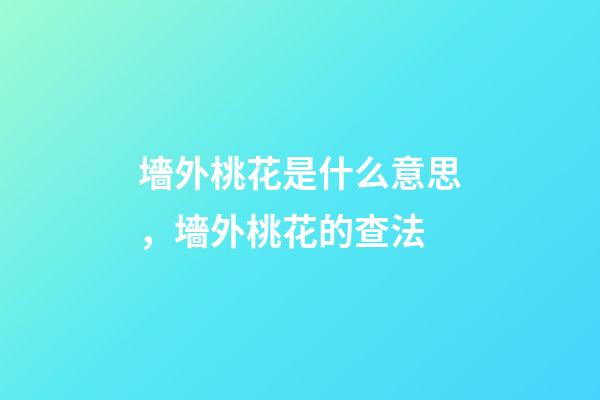 墻外桃花是什么意思，墻外桃花的查法