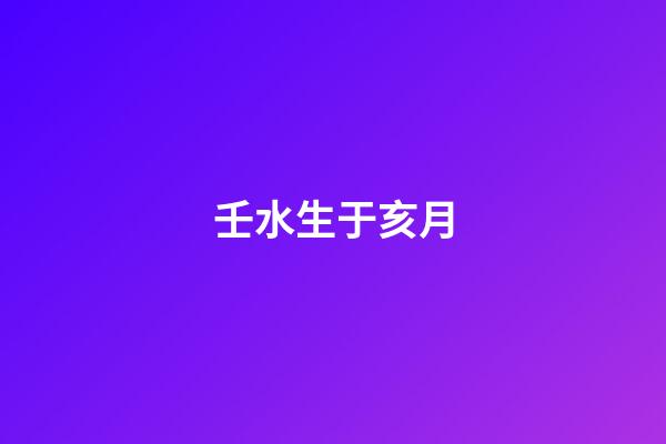 壬水生于亥月
