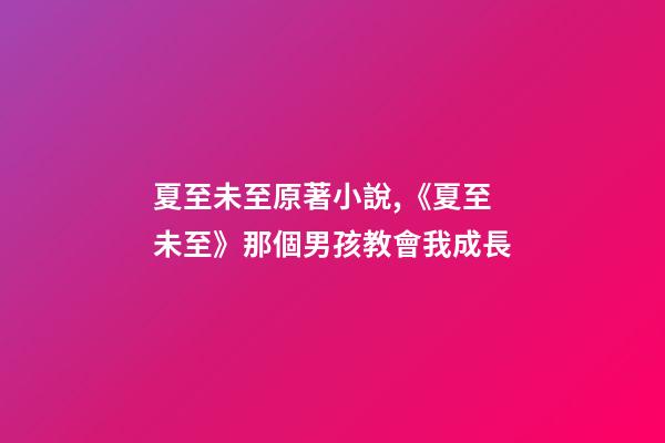 夏至未至原著小說,《夏至未至》那個男孩教會我成長-第1張-觀點-玄機派