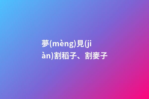 夢(mèng)見(jiàn)割稻子、割麥子