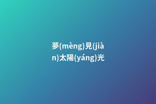 夢(mèng)見(jiàn)太陽(yáng)光