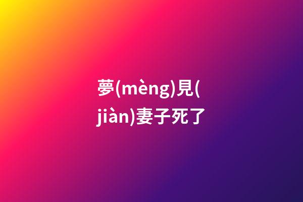 夢(mèng)見(jiàn)妻子死了