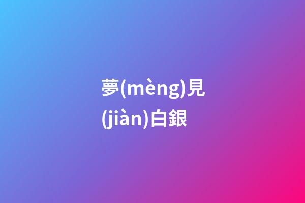 夢(mèng)見(jiàn)白銀
