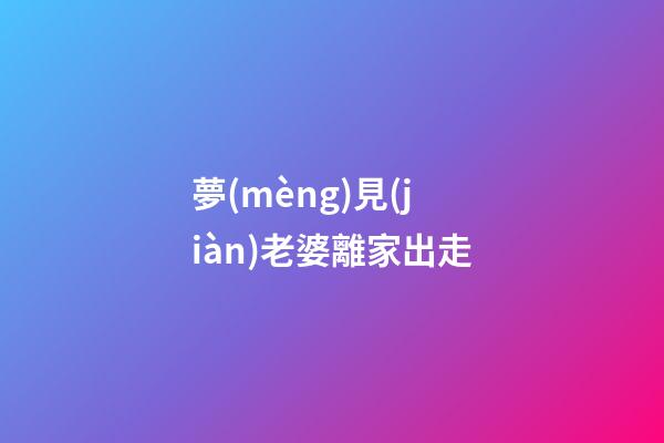 夢(mèng)見(jiàn)老婆離家出走