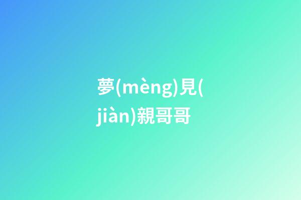 夢(mèng)見(jiàn)親哥哥