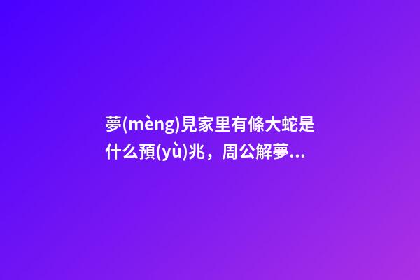 夢(mèng)見家里有條大蛇是什么預(yù)兆，周公解夢(mèng)你夢(mèng)到過這個(gè)嗎-第1張-觀點(diǎn)-玄機(jī)派