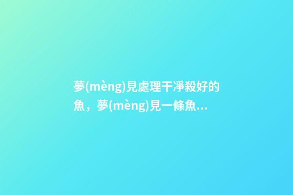 夢(mèng)見處理干凈殺好的魚，夢(mèng)見一條魚斷成兩截也要撞擊我-第1張-觀點(diǎn)-玄機(jī)派