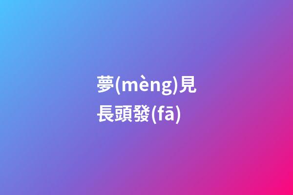 夢(mèng)見長頭發(fā)