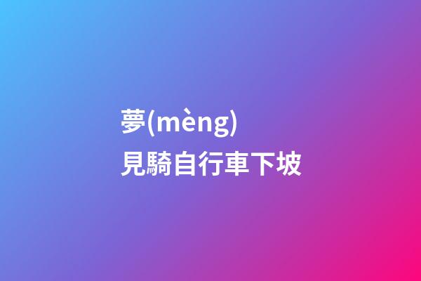夢(mèng)見騎自行車下坡