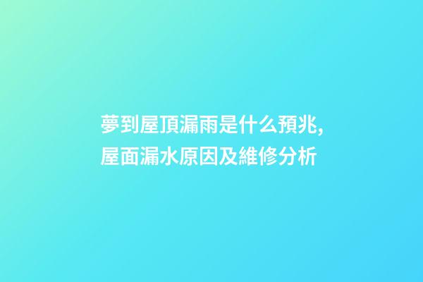 夢到屋頂漏雨是什么預兆,屋面(屋頂)漏水原因及維修分析-第1張-觀點-玄機派