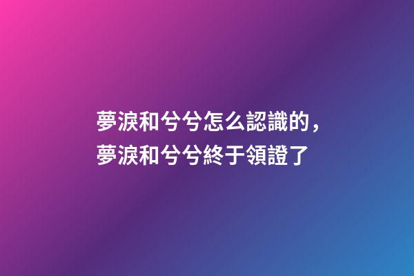 夢淚和兮兮怎么認識的，夢淚和兮兮終于領證了-第1張-觀點-玄機派