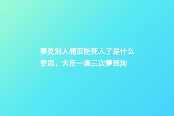 夢見別人開車壓死人了是什么意思，大臣一連三次夢到狗-第1張-觀點-玄機派
