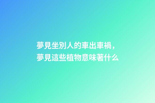 夢見坐別人的車出車禍，夢見這些植物(水果)意味著什么-第1張-觀點-玄機派