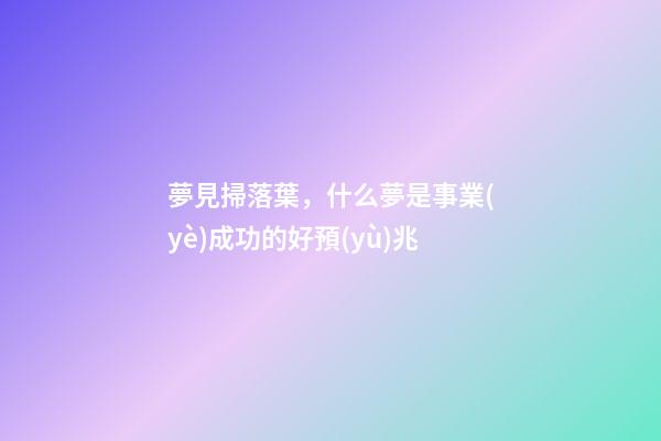 夢見掃落葉，什么夢是事業(yè)成功的好預(yù)兆-第1張-觀點-玄機派