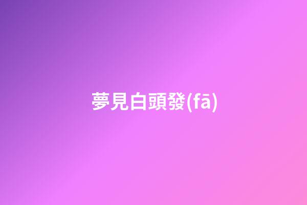 夢見白頭發(fā)