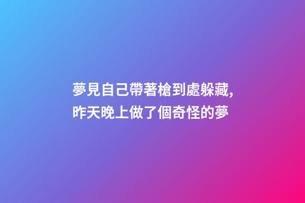 夢見自己帶著槍到處躲藏,昨天晚上做了個奇怪的夢-第1張-觀點-玄機派