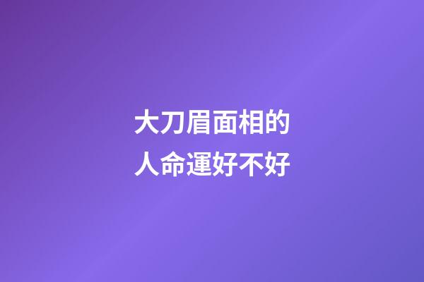 大刀眉面相的人命運好不好