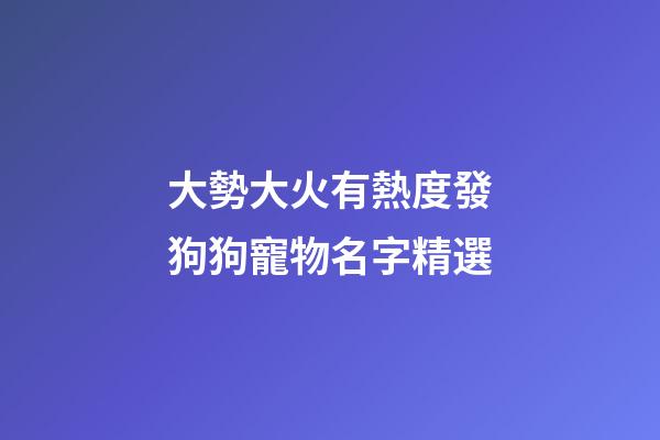 大勢大火有熱度發狗狗寵物名字精選
