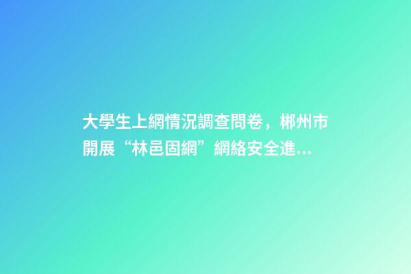 大學生上網情況調查問卷，郴州市開展“林邑固網”網絡安全進校園活動-第1張-觀點-玄機派