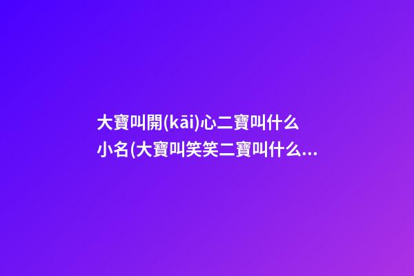 大寶叫開(kāi)心二寶叫什么小名(大寶叫笑笑二寶叫什么好)