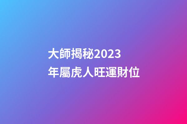大師揭秘2023年屬虎人旺運財位