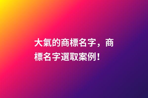 大氣的商標名字，商標名字選取案例！