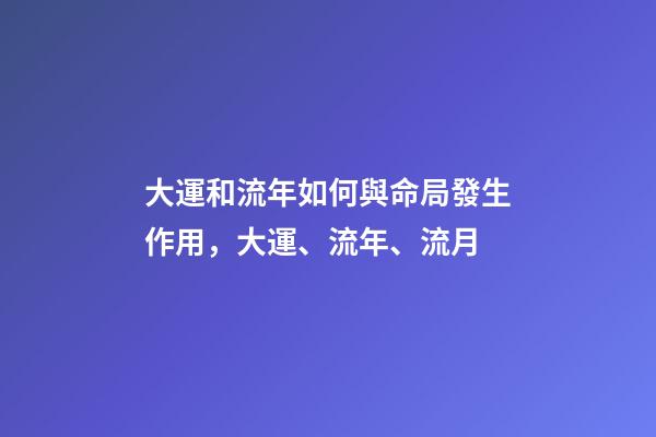 大運和流年如何與命局發生作用，大運、流年、流月-第1張-觀點-玄機派