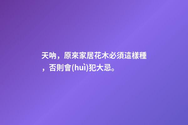 天吶，原來家居花木必須這樣種，否則會(huì)犯大忌。