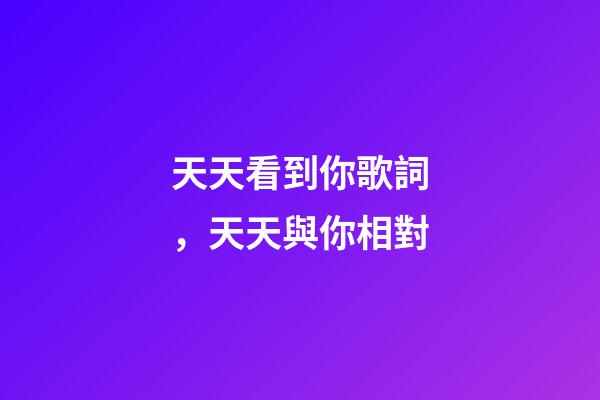 天天看到你歌詞，天天與你相對-第1張-觀點-玄機派