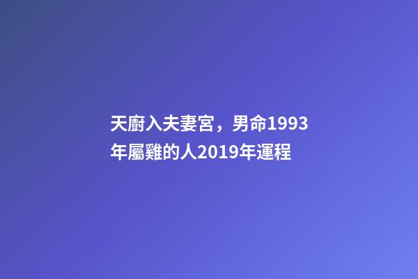 天廚入夫妻宮，男命1993年屬雞的人2019年運程-第1張-觀點-玄機派
