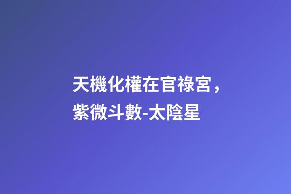 天機化權在官祿宮，紫微斗數-太陰星-第1張-觀點-玄機派