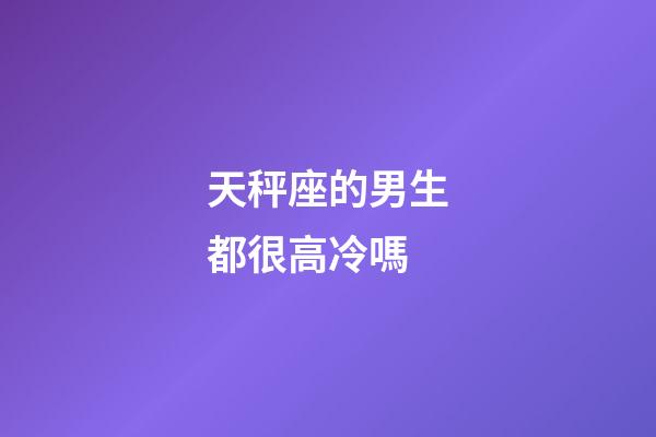 天秤座的男生都很高冷嗎-第1張-星座運勢-玄機派