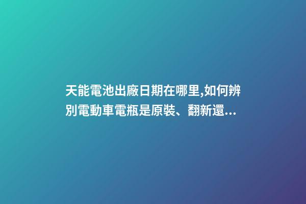 天能電池出廠日期在哪里,如何辨別電動車電瓶是原裝、翻新還是假貨-第1張-觀點-玄機派