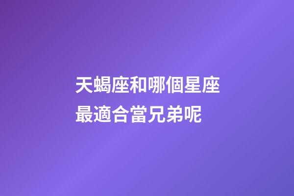 天蝎座和哪個星座最適合當兄弟呢-第1張-星座運勢-玄機派