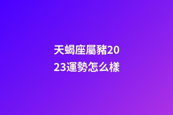 天蝎座屬豬2023運勢怎么樣-第1張-星座運勢-玄機派