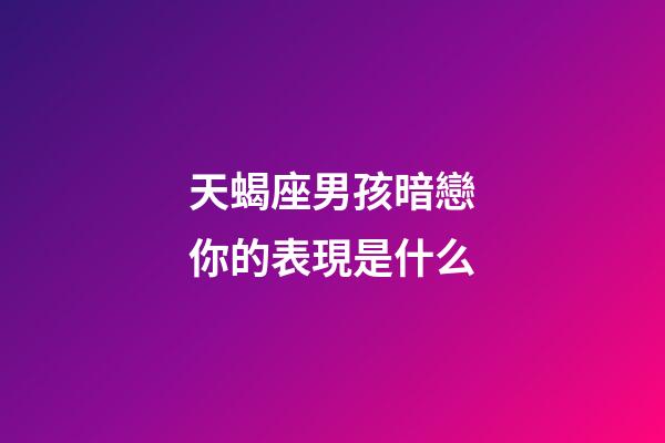 天蝎座男孩暗戀你的表現是什么-第1張-星座運勢-玄機派