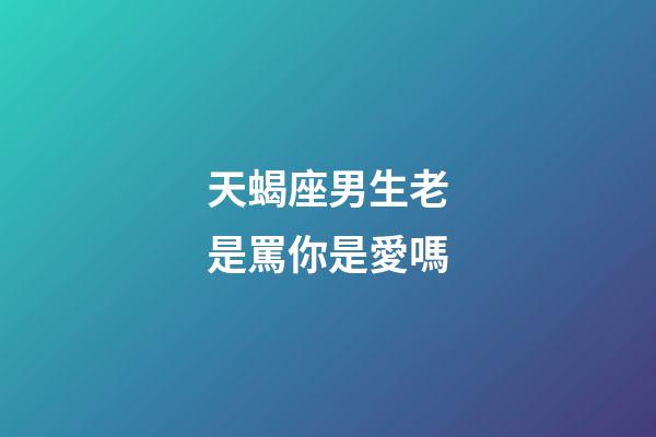 天蝎座男生老是罵你是愛嗎-第1張-星座運勢-玄機派