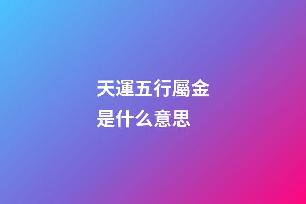 天運五行屬金是什么意思