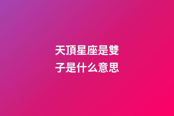 天頂星座是雙子是什么意思