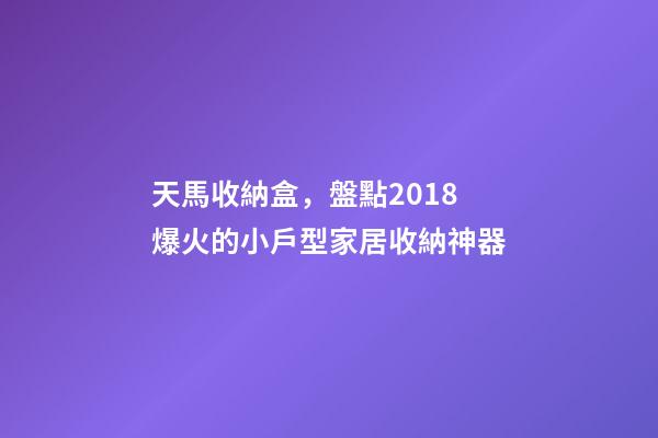 天馬收納盒，盤點2018爆火的小戶型家居收納神器-第1張-觀點-玄機派