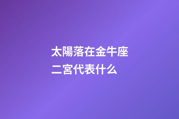 太陽落在金牛座二宮代表什么-第1張-星座運勢-玄機派