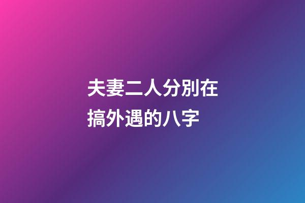 夫妻二人分別在搞外遇的八字