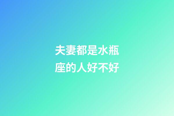 夫妻都是水瓶座的人好不好-第1張-星座運勢-玄機派